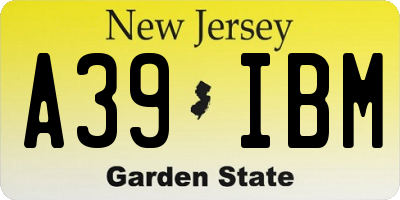 NJ license plate A39IBM