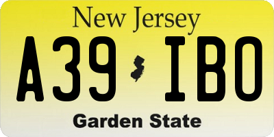 NJ license plate A39IBO