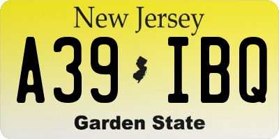 NJ license plate A39IBQ