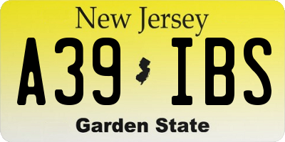 NJ license plate A39IBS