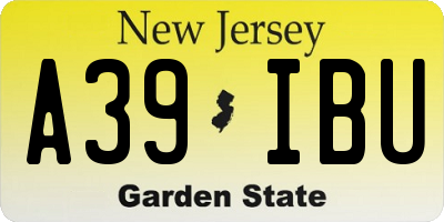 NJ license plate A39IBU