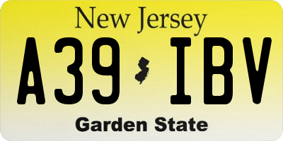 NJ license plate A39IBV