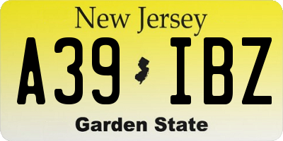 NJ license plate A39IBZ