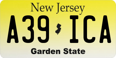 NJ license plate A39ICA