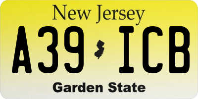 NJ license plate A39ICB