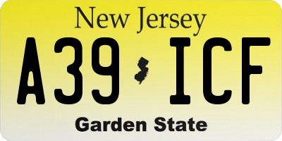 NJ license plate A39ICF