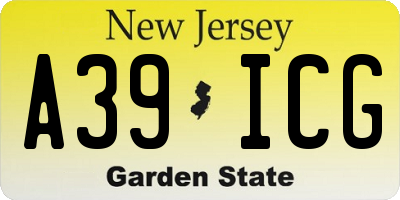 NJ license plate A39ICG