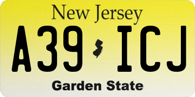 NJ license plate A39ICJ