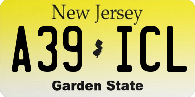 NJ license plate A39ICL