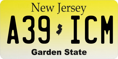 NJ license plate A39ICM