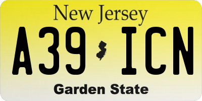 NJ license plate A39ICN