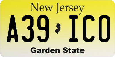 NJ license plate A39ICO