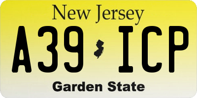 NJ license plate A39ICP