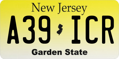 NJ license plate A39ICR