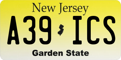 NJ license plate A39ICS