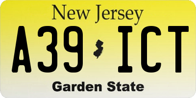NJ license plate A39ICT