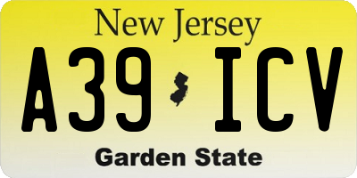 NJ license plate A39ICV