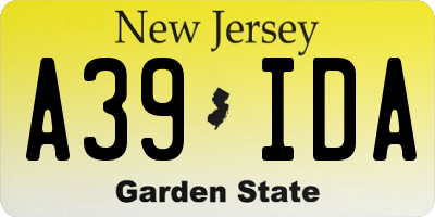 NJ license plate A39IDA