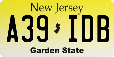 NJ license plate A39IDB