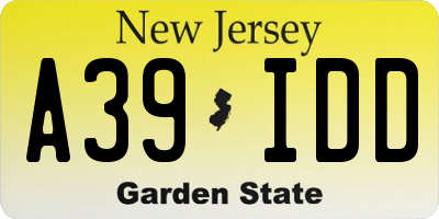 NJ license plate A39IDD