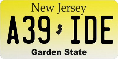 NJ license plate A39IDE