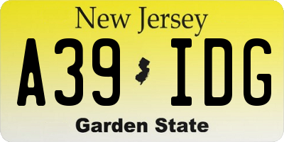 NJ license plate A39IDG