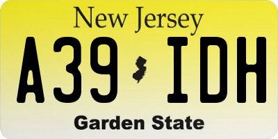 NJ license plate A39IDH