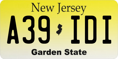 NJ license plate A39IDI