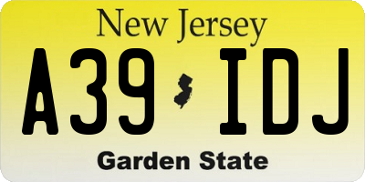 NJ license plate A39IDJ