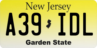NJ license plate A39IDL