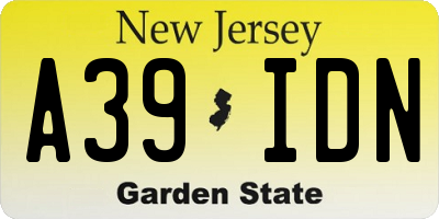 NJ license plate A39IDN