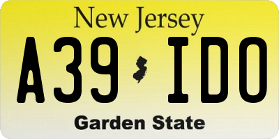 NJ license plate A39IDO