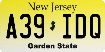 NJ license plate A39IDQ