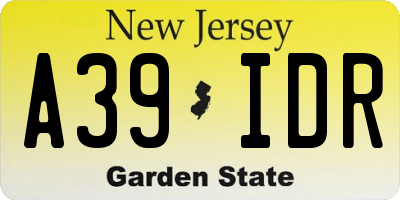 NJ license plate A39IDR