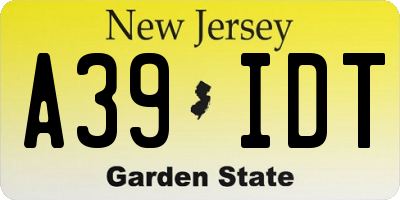 NJ license plate A39IDT