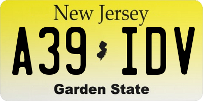 NJ license plate A39IDV