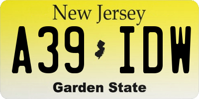 NJ license plate A39IDW