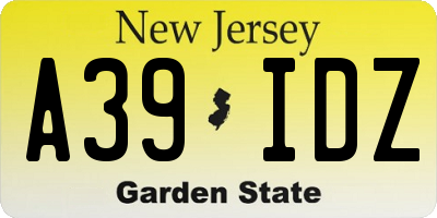NJ license plate A39IDZ