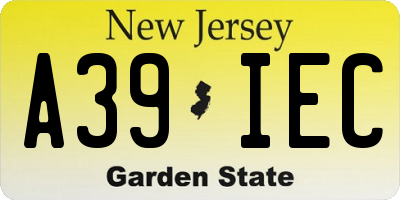 NJ license plate A39IEC