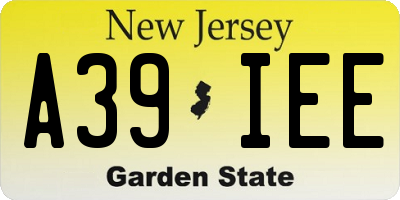 NJ license plate A39IEE
