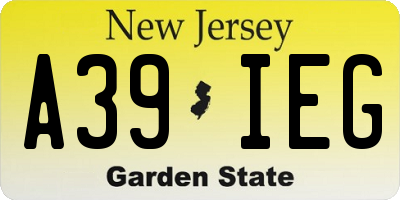 NJ license plate A39IEG