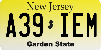 NJ license plate A39IEM