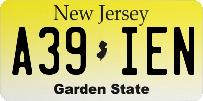 NJ license plate A39IEN