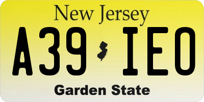 NJ license plate A39IEO
