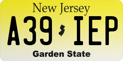 NJ license plate A39IEP