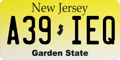 NJ license plate A39IEQ