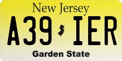 NJ license plate A39IER