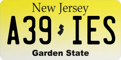 NJ license plate A39IES