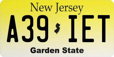NJ license plate A39IET