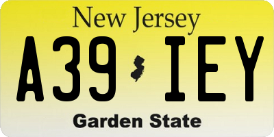 NJ license plate A39IEY